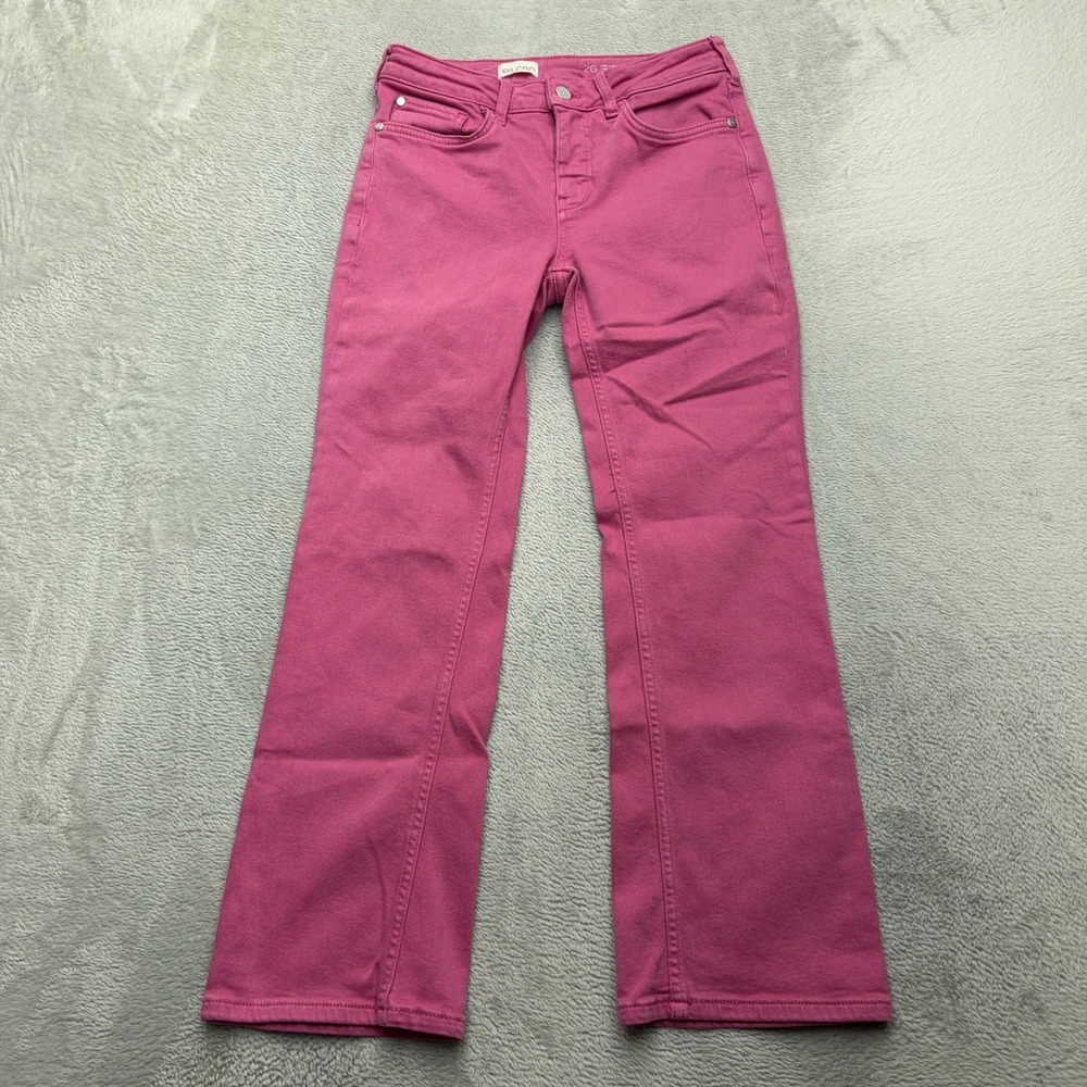Pilcro Jeans Womens 26 Pink Mid Rise Flare Leg Denim Pants Stretch Boho